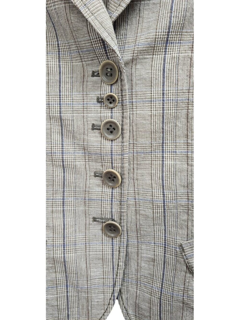 Marc Aurel Women’s Plaid Linen Cotton Blazer US 4 EU 34 Quiet Luxury - Picture 4 of 16